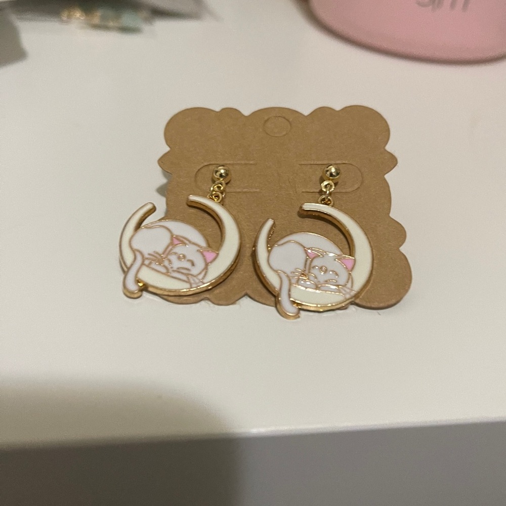 Cat Moon Earrings